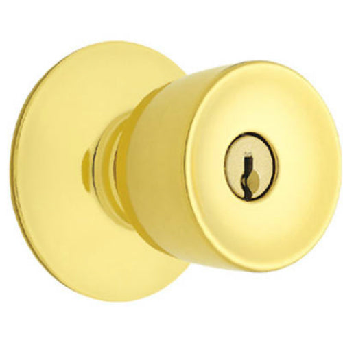 Schlage F51ABEL605 Bell Design Entry Lockset, Bright Brass