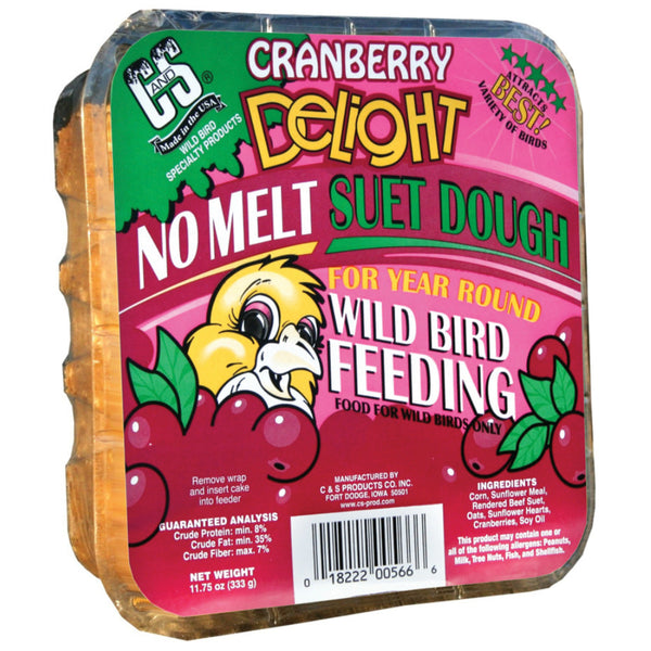 C&S® 12566 Cranberry Delight Wild Bird No Melt Suet Dough, 11.75 Oz