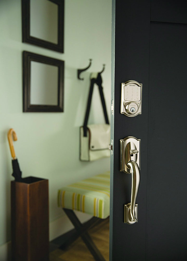 Schlage BE479AAVCAM619 Sense Smart Deadbolt with Camelot Trim, Satin Nickel