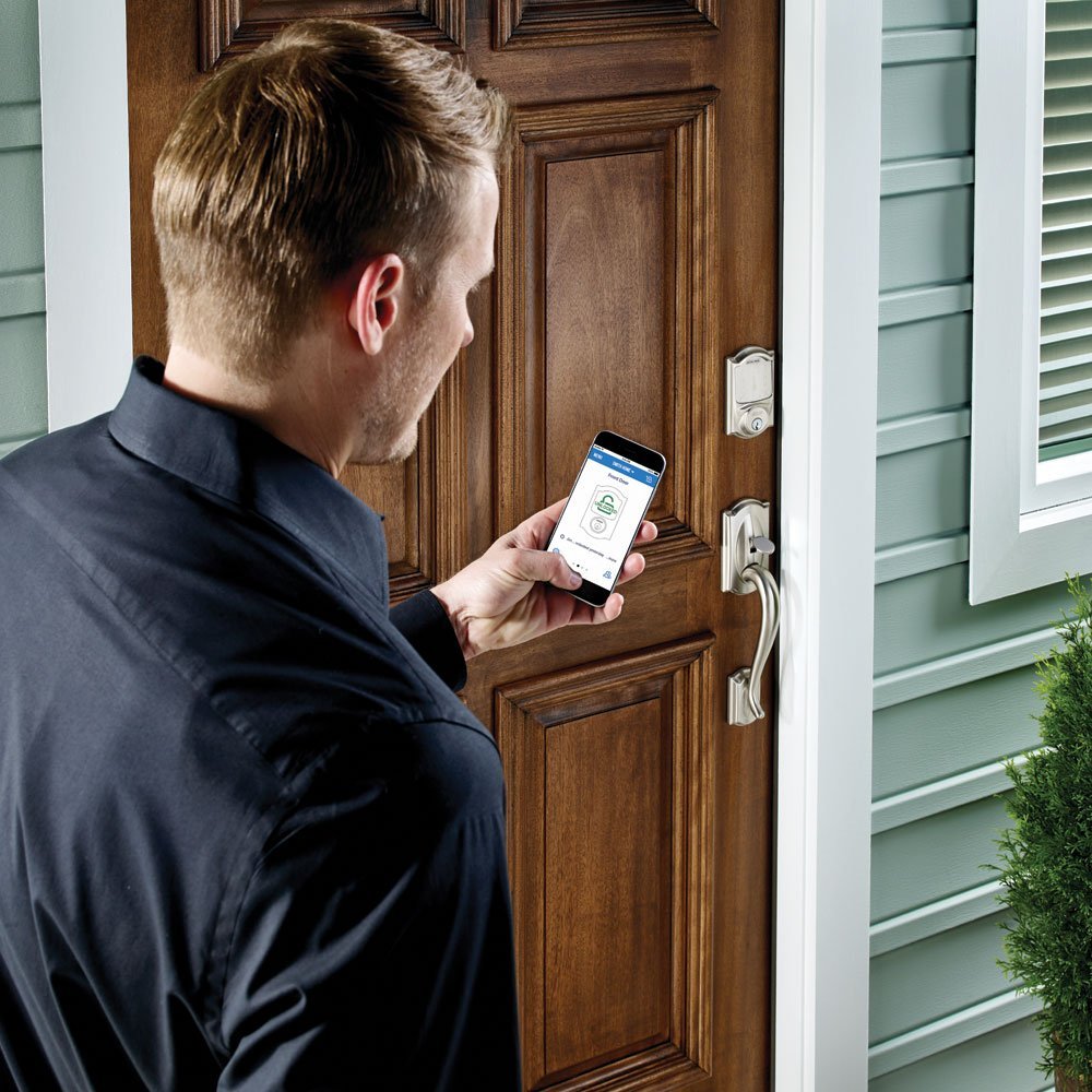 Schlage BE479AAVCAM619 Sense Smart Deadbolt with Camelot Trim, Satin Nickel