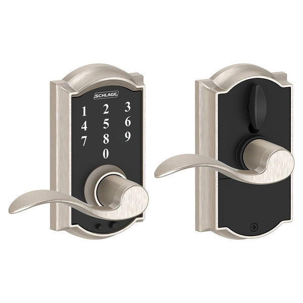 Schlage FE695VCAM619ACC Touch Keyless Touchscreen Lever w/Accent Lever, Satin Nickel