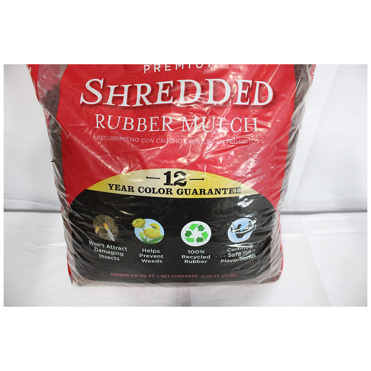 Rubberific LRM8RD Shredded Rubber Mulch, Redwood, 0.8 CUFT