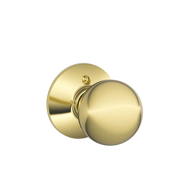 Schlage F170NVORB605 Orbit Dummy Door Knob Non-Turning Lock, Bright Brass