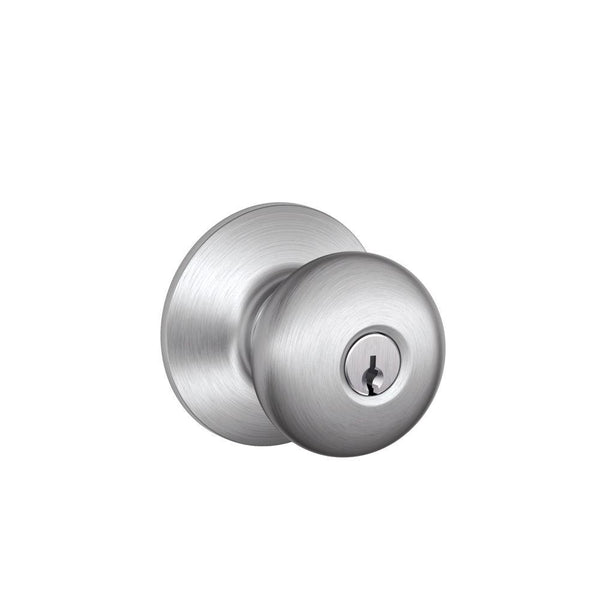 Schlage F51NVPLY626 Plymouth Knob Keyed Entry Door Lock, Satin Chrome
