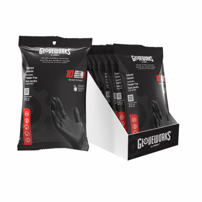10PK BLK Nitrile Gloves