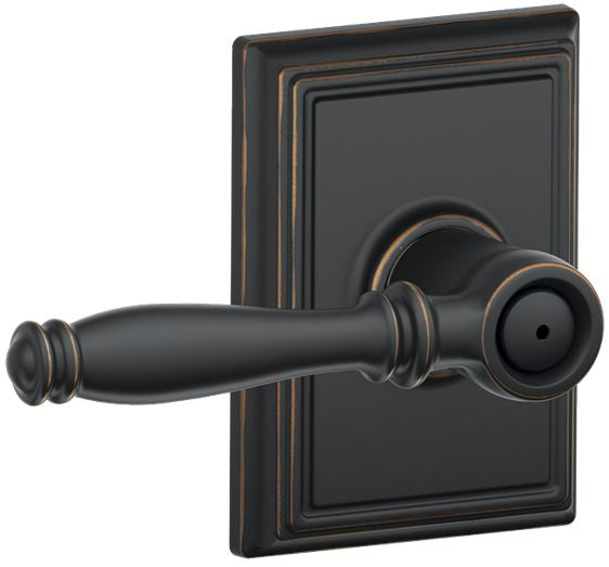 Schlage F40VBIR716ADD Birmingham Privacy Lever Lockset, Aged Bronze