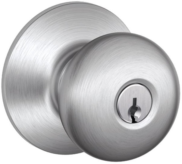 Schlage F51NPLY626KA4 Plymouth Entry Knob Lockset, Satin Chrome