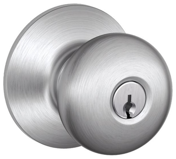 Schlage F51CSVPLY626  Plymouth Entry Knob Lock, Satin Chrome