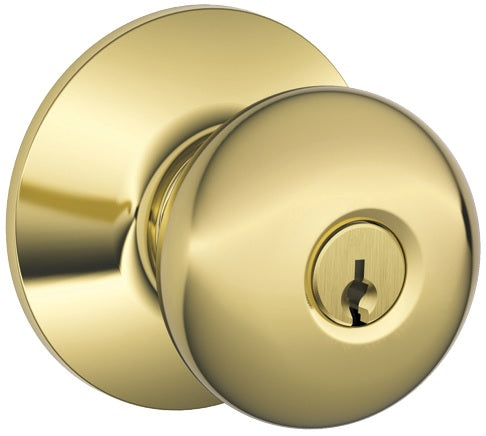 Schlage F51PLY605KA4 Plymouth Entry Knob Locksets, K4, Bright Brass