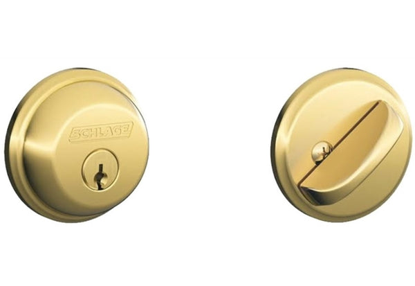 Schlage B60N505 Deadbolt, 1-Cylinder, Ultima Bright Brass