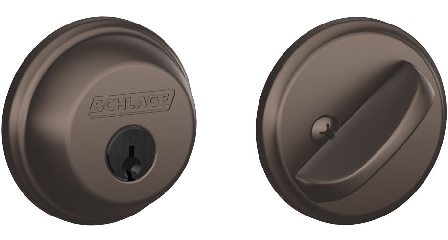 Schlage B60N613 K4 1-Cylinder Deadbolt, Oil Rubbed Bronze