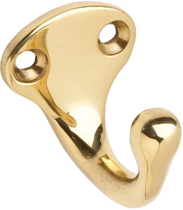 Schlage 581A3 Single Robe Hooks, Bright Brass, 1-11/16"