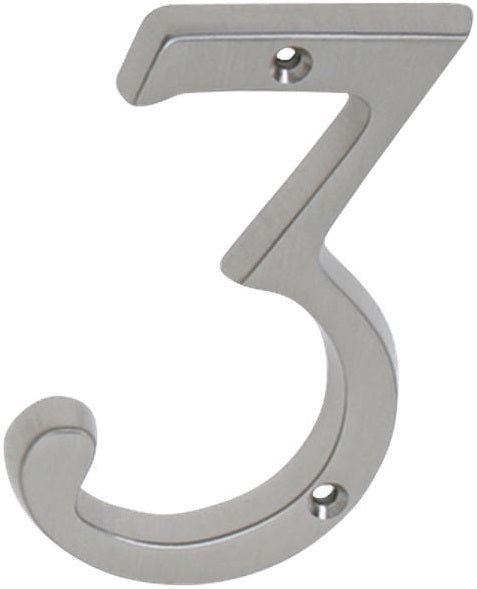 Schlage SC2-3036-619 Classic House Number 3, Satin Nickel, 4"