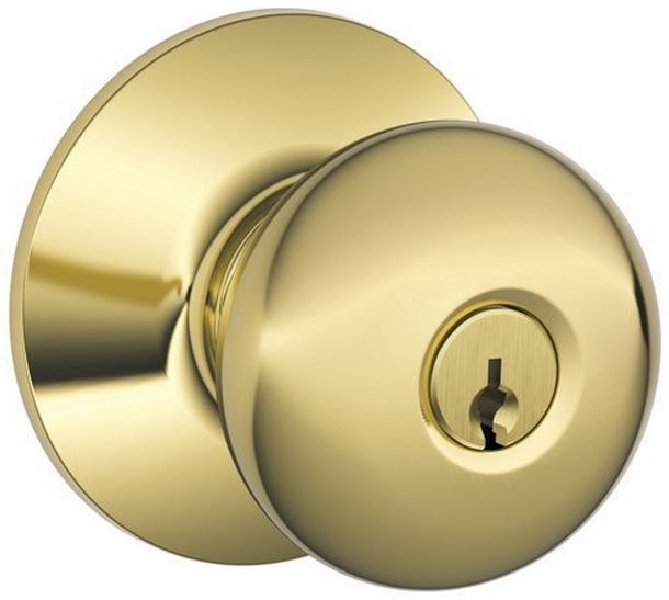 Schlage F51A PLY505KA4ULT Plymouth Entry Knob Lockset, K4, Bright Brass