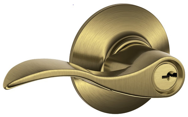 Schlage F51ACC609 Accent Entry Lever Locksets, K4, Antique Brass