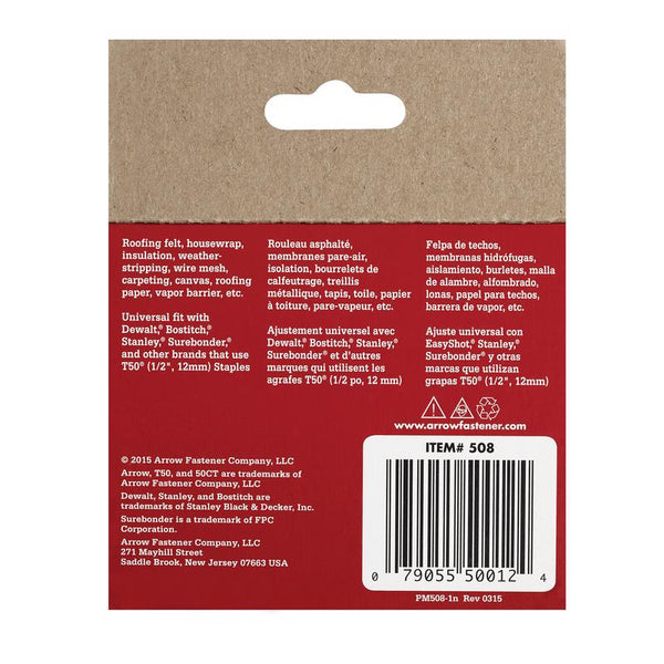 Arrow Fastener 50824 Heavy Duty T50 Staples, 1/2