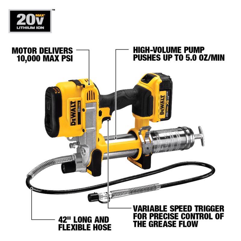 Dewalt Hose DCGG571M1 Max Li-Ion Cordless Grease Gun, 20-Volt