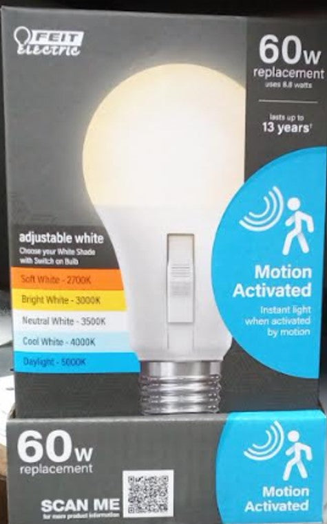 Feit OM60/927CA/MM/LEDI IntelliBulb Motion Activated LED A19 Bulb 10.6W, 2700K