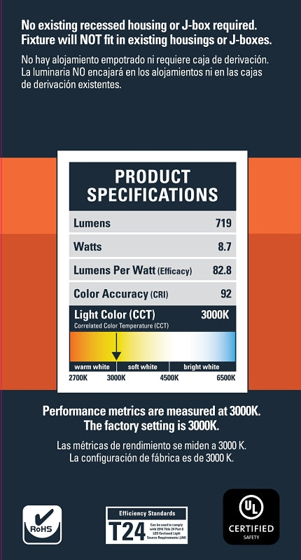 Halo RL6-DM Series RL6069S1EWHDMR Retrofit Module, 9 W, 120 V, LED Lamp, White, Matte