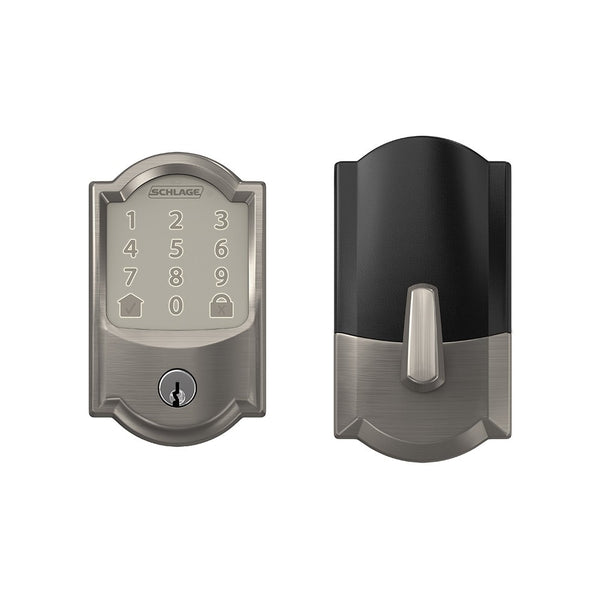 Schlage BE489WBVCAM619 Encode WiFi Deadbolt with Camelot Trim, Satin nickel