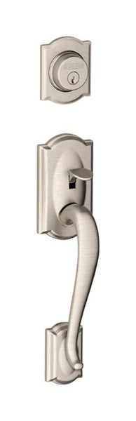 Schlage Camelot Exterior Handleset with Exterior Deadbolt, Satin Nickel