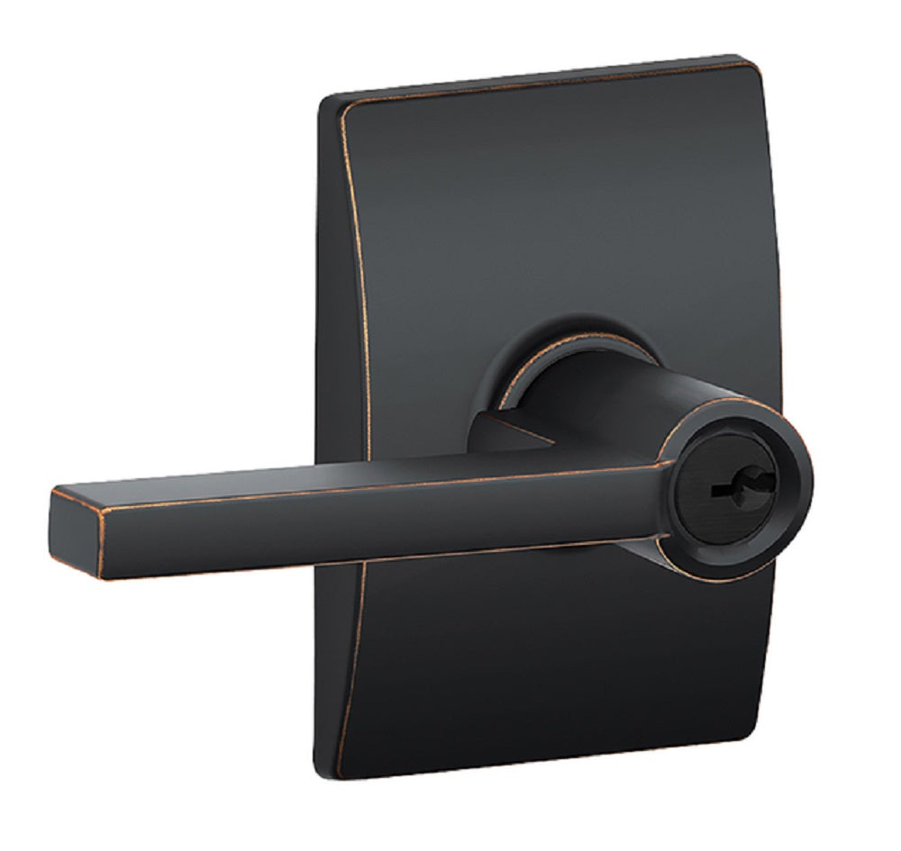 Schlage F51ALAT716CEN Latitude Century Keyed Entry Door Lever, Aged Bronze