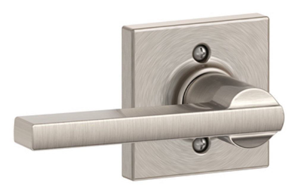 Schlage F170LAT619COL Latitude Lever with Collins Non-Turning Lock, Satin Nickel