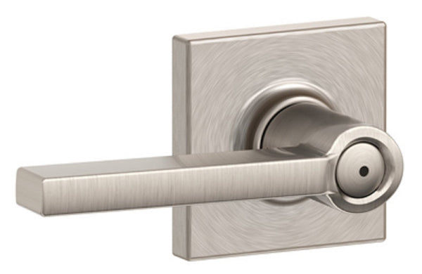 Schlage F40LAT619COL Latitude With Collins Trim Privacy Lever, Satin Nickel