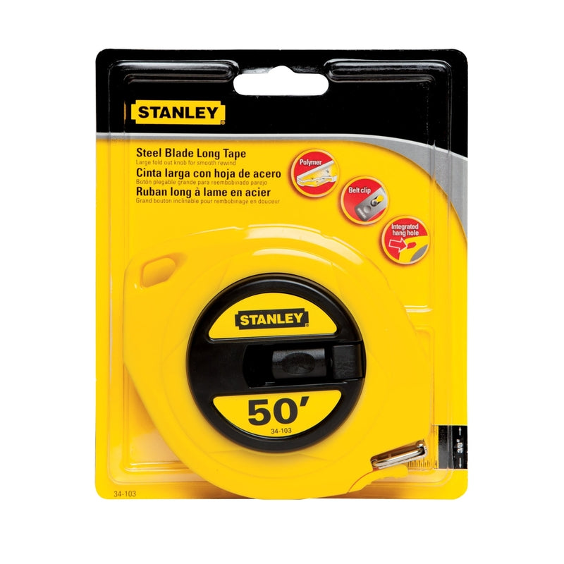 Stanley 34-103 Long Tape Measure, 50 ft. L X 0.38 inch W, Yellow