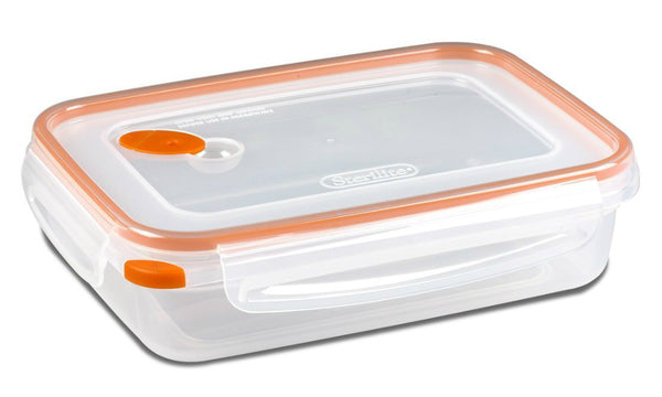 Sterilite 03211106 UltraSeal Rectangle Food Container, Clear/Tangerine, 5.8 Cup