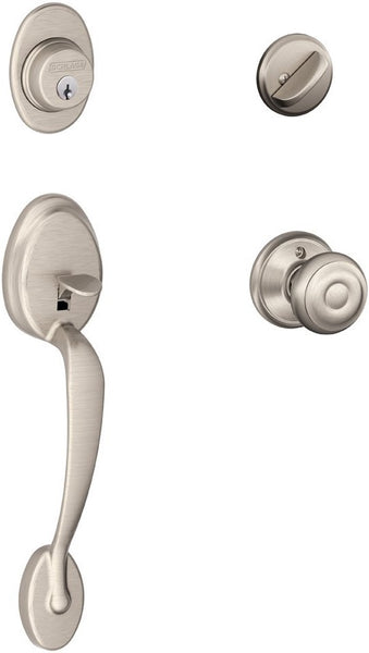Schlage F60PLYGEO619 Georgian Single Cylinder Entry Handleset, Satin Nickel