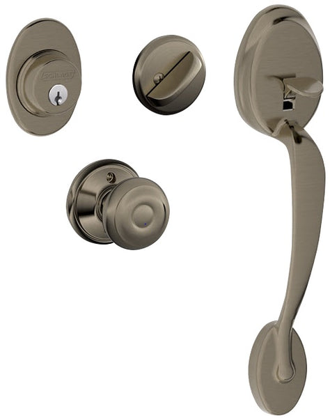 Schlage F60PLYXGEO620 Plymouth Style Handleset, Antique Pewter