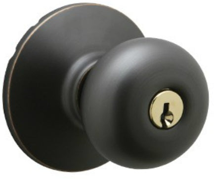 Schlage F51 PLY716 Plymouth Entry Knob Lockset, Aged Bronze