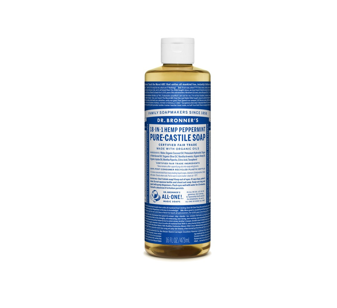 Dr. Bronner's CSPE16 Pure-Castile Liquid Soap, Peppermint, 16 Oz