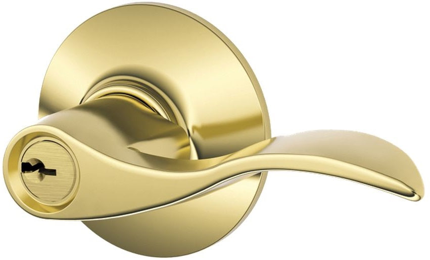 Schlage F51ACC605 Accent Keyed Entry Door Lever, Bright Brass