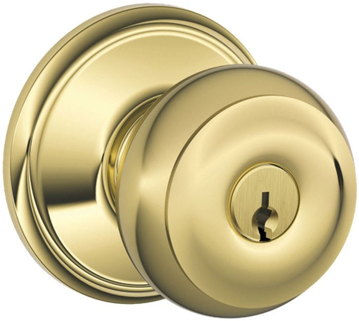 Schlage F51GEO605KA4 Georgian Entry Knob Locksets, K4, Bright Brass