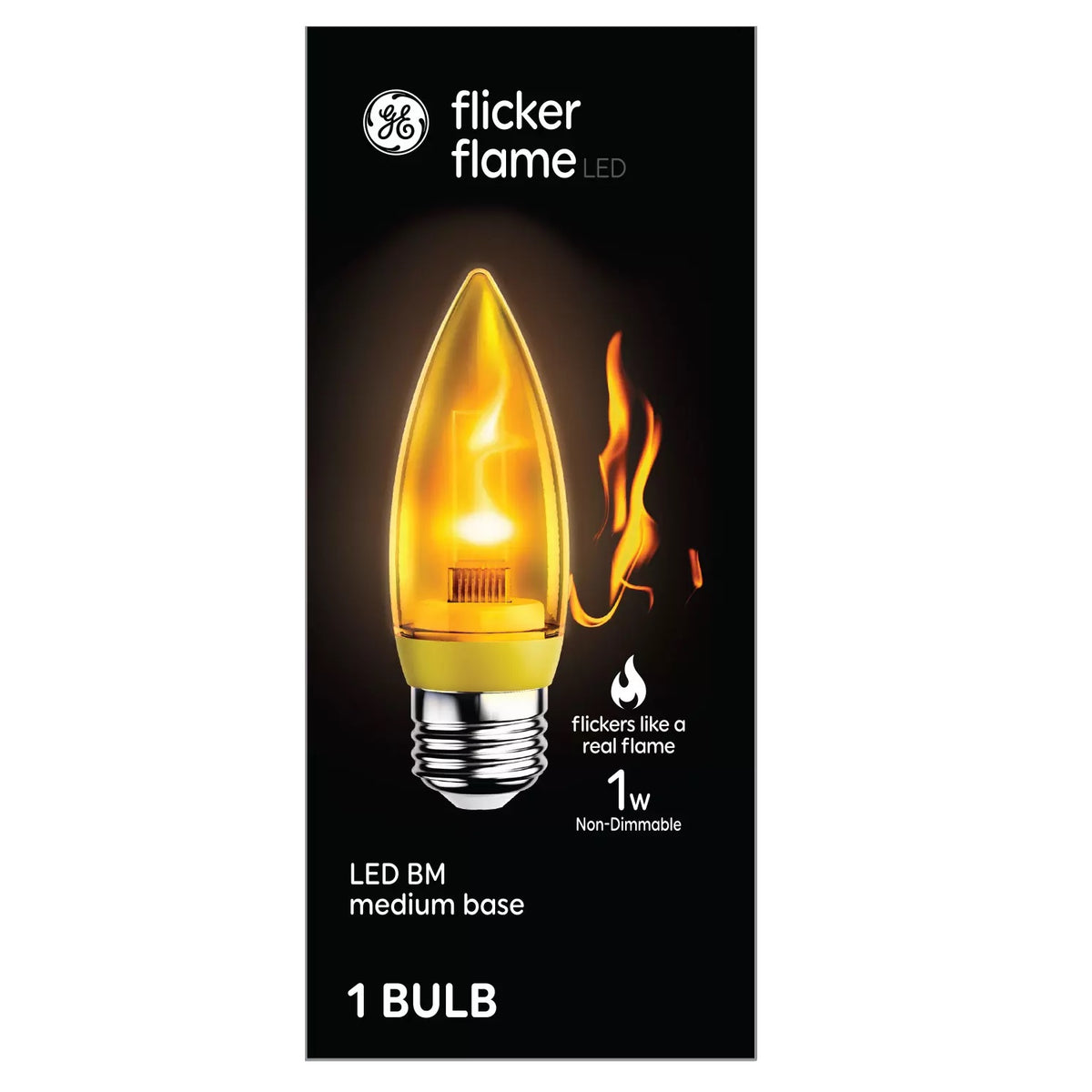 GE 93130688 Flicker Flame Decorative Bulb, 1 Watts, 120 Volt