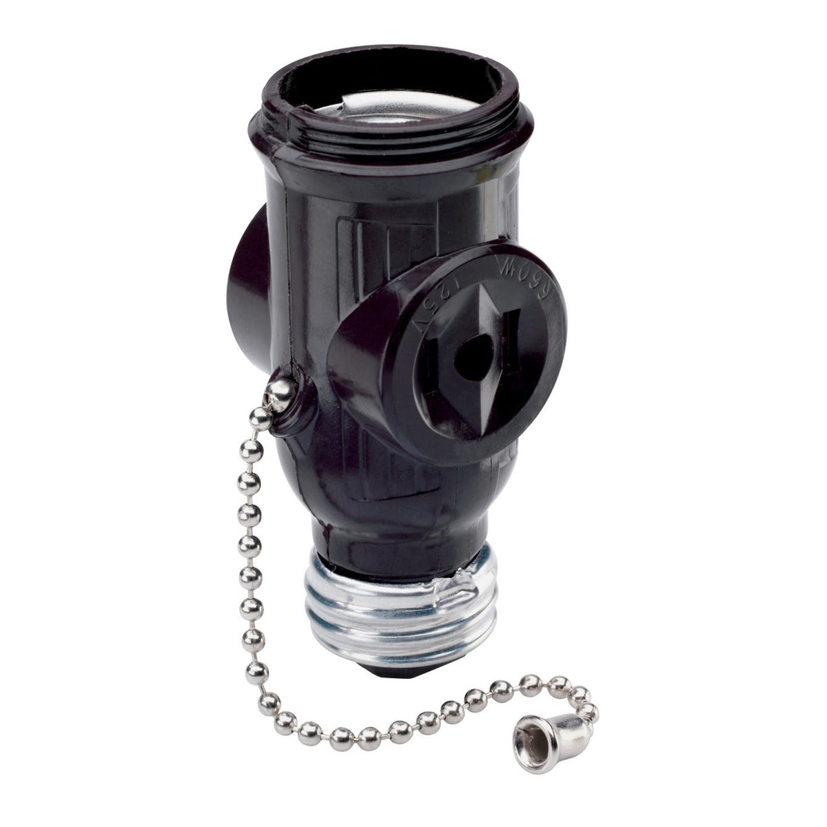 Pass & Seymour 1406CC10 Pull Chain Lampholder Adapter, Black