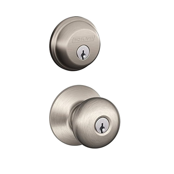 Schlage FB50NVPLY619 Plymouth Round Keyed Entry Door Knob, Satin Nickel