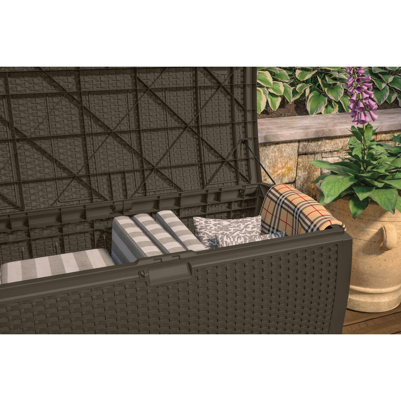 Suncast DBW9200 Resin Wicker Deck Box, Brown, 99 Gallon