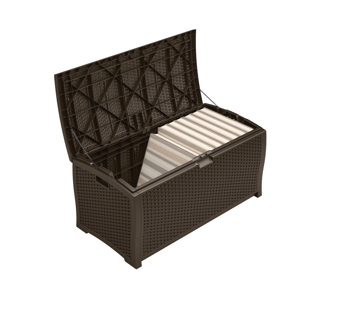 Suncast DBW9200 Resin Wicker Deck Box, Brown, 99 Gallon