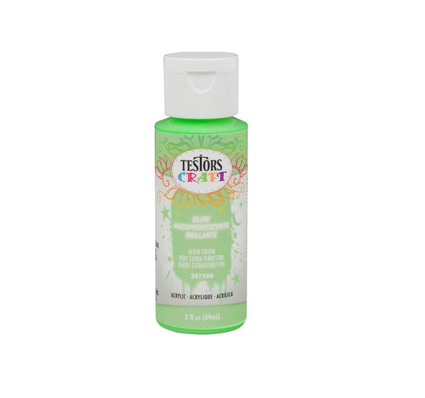 Testors 297500 Acrylic Craft Glow Paint, Alien Green, 2 Ounce