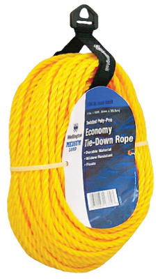 Wellington 16360 Twisted Poly Rope, 1/4" x 100', Yellow