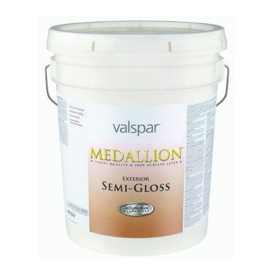 Valspar 027.0004305.008 Medallion Exterior Latex Paint, Semi-Gloss, 5 Gallon