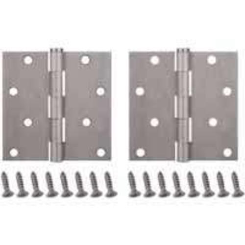 Mintcraft BH-502SN3L Square Corner Door Hinges, 4" x 4", Satin Nickel