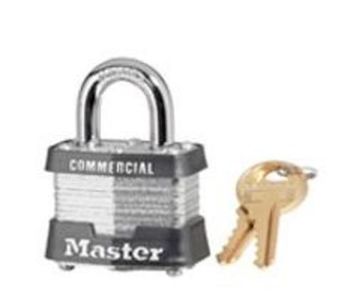 Master 3KA 3318 4 Pin Tumbler Steel Padlock, 1-1/2"