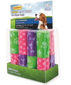 Ruffin' It 19350 Printed Dog Waste Bag Refills, Assorted Colors