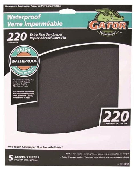 Gator 4474-012 Waterproof Sanding Sheet, 11" x 9", 220 Grit