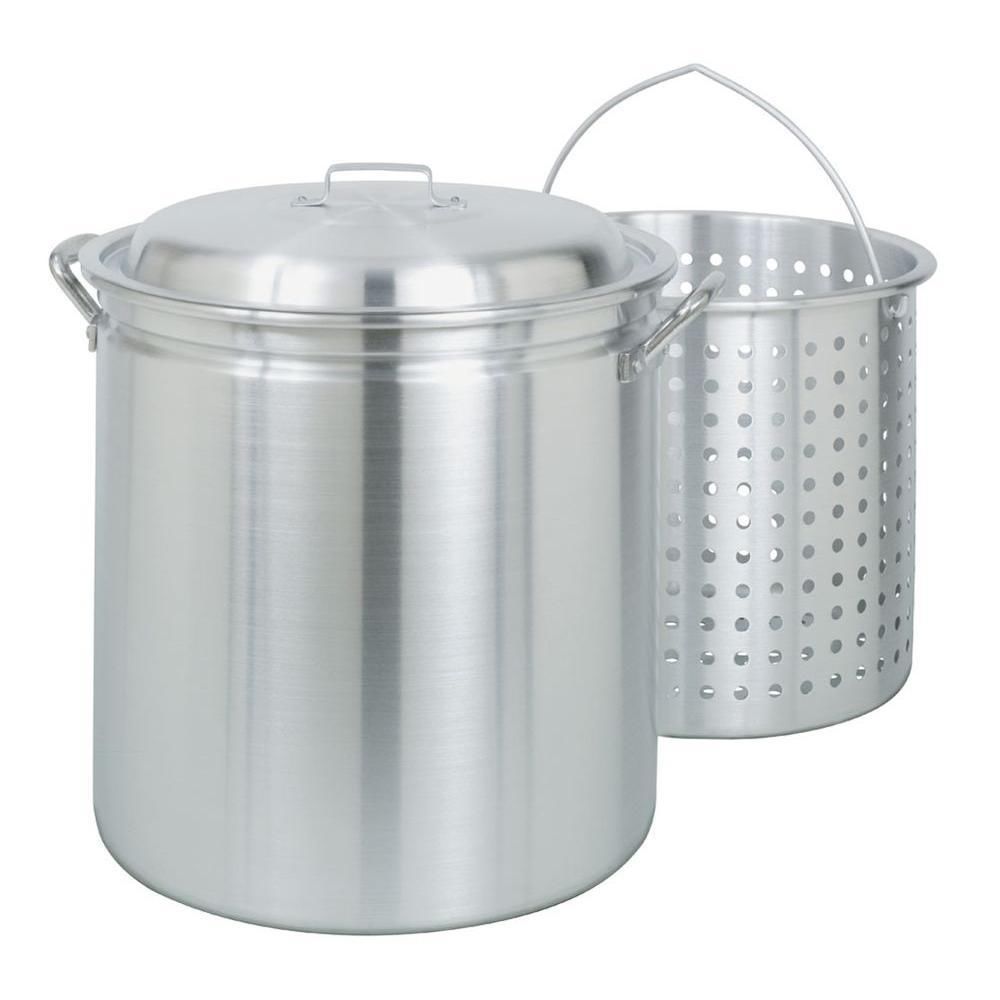 Bayou Classic 4060 All-Purpose Aluminum Stockpot w/Basket & Boil Basket, 60 Qt