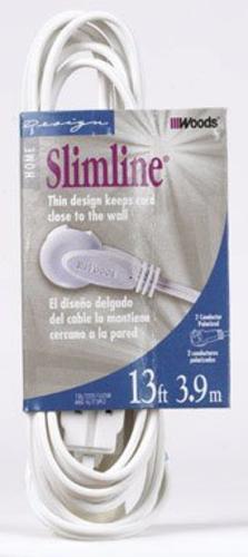 Slimline 2237AC Indoor Extension Cord, White, 16/2 x 13&#039;
